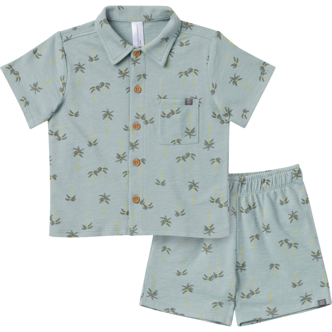 2-Piece Infant & Toddler Boys Blue Resort Shirt and Shorts Set outfits Modern Moments™ by Gerber® 